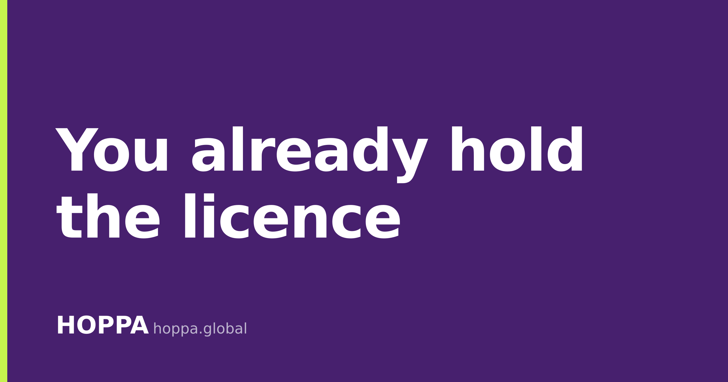 HOPPA article title card reading: You already hold the licence. Build, buy, or use a technology provider?